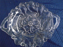 Vintage Indiana Glass Wild Rose Clear Handled Cake Plate | Ozzy's Antiques, Collectibles & More