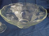 Vintage Anchor Glass Punch Bowl W/Cups- Grape/ Leaf Design 1960's | Ozzy's Antiques, Collectibles & More
