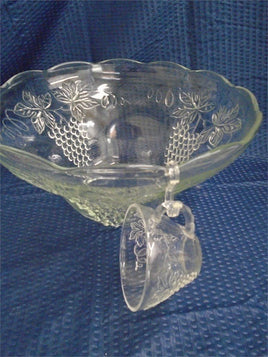 Vintage Anchor Glass Punch Bowl W/Cups- Grape/ Leaf Design 1960's | Ozzy's Antiques, Collectibles & More