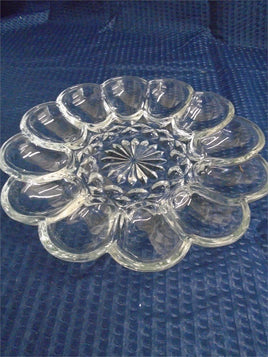 Vintage Anchor Hocking Glass Egg Plate Holder Lead Crystal 10"-Holds 12 eggs | Ozzy's Antiques, Collectibles & More