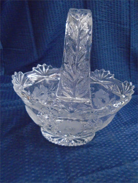 Vintage Imperial Medallion Rose Crystal 10" Tall Basket-Lead Poland Cut Crystal | Ozzy's Antiques, Collectibles & More