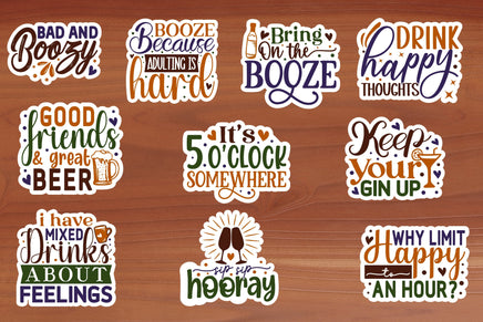 Boozy Sticker Sheet-10 Stickers | Ozzy's Antiques, Collectibles & More