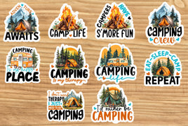 Camping Sticker Sheet-10 Stickers | Ozzy's Antiques, Collectibles & More