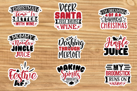 Christmas Wine Sticker Set-15 Stickers | Ozzy's Antiques, Collectibles & More