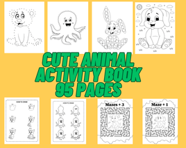 Cute Animal Activity Book For Kids-95 Pages | Ozzy's Antiques, Collectibles & More
