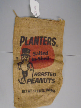 Vintage Planters Salted In Shell Roasted Peanuts Burlap Sack 1 lb. 8oz | Ozzy's Antiques, Collectibles & More