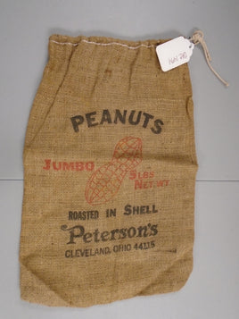 Vintage  Peanuts Roasted In A Shell Jumbo 5 lbs. Peterson's Cleveland, OH Burlap Sack | Ozzy's Antiques, Collectibles & More