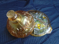 Vintage Marigold Carnival Glass Rose Butler Dish W/Dome Lid | Ozzy's Antiques, Collectibles & More