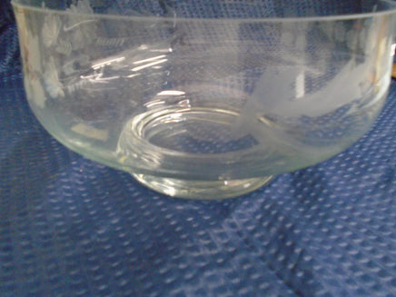 Vintage Large Crystal Bowl W/Etched Flowers & Leaves | Ozzy's Antiques, Collectibles & More