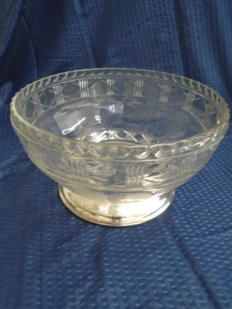 Vintage Elegance Pressed Glass Bowl W/Silverplate Base | Ozzy's Antiques, Collectibles & More
