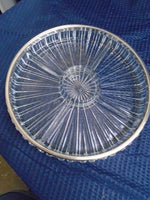 Vintage Crystal Cut Serving Dish W/Silver Trim | Ozzy's Antiques, Collectibles & More