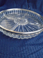 Vintage Crystal Cut Serving Dish W/Silver Trim | Ozzy's Antiques, Collectibles & More