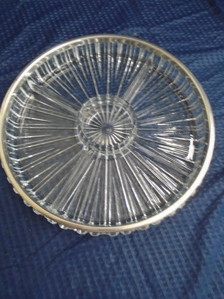 Vintage Crystal Cut Serving Dish W/Silver Trim | Ozzy's Antiques, Collectibles & More