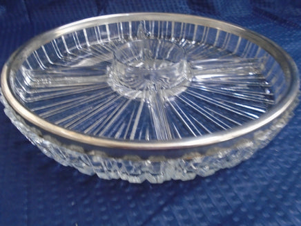 Vintage Crystal Cut Serving Dish W/Silver Trim | Ozzy's Antiques, Collectibles & More