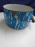 Vintage Blue Splatter Enamelware Bucket | Ozzy's Antiques, Collectibles & More