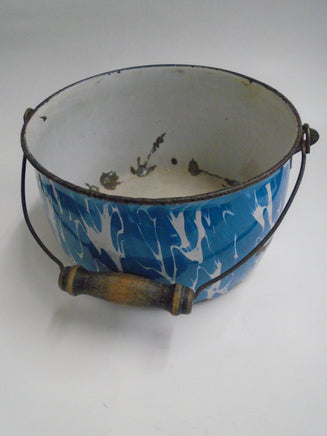 Vintage Blue Splatter Enamelware Bucket | Ozzy's Antiques, Collectibles & More