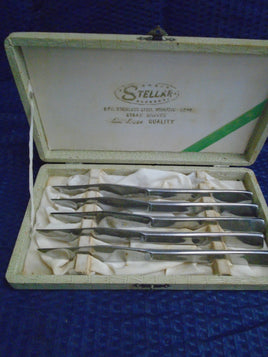 Vintage Stellar Brand Mfg Stainless Steel Serrated Edge Steak Knives-total of 5 | Ozzy's Antiques, Collectibles & More