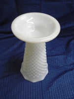 Vintage Anchor Hocking Glass Vase Hobnail Bars White Milk Glass Trumpet 9 1/2" x 5" | Ozzy's Antiques, Collectibles & More
