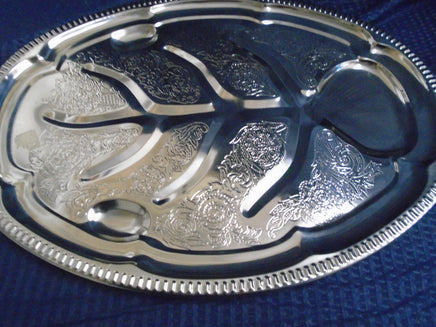 Vintage Large Silver Oval Turkey Meat Carving Serving Platter | Ozzy's Antiques, Collectibles & More