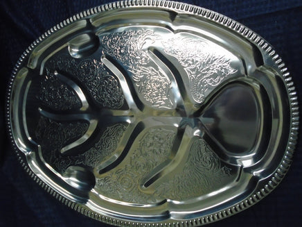 Vintage Large Silver Oval Turkey Meat Carving Serving Platter | Ozzy's Antiques, Collectibles & More