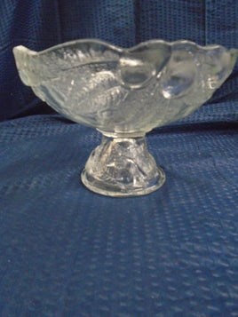 Vintage Teleflora Gift  Clear Glass Pedestal Candy Dish w/Embossed Pears & Leaf -1985 | Ozzy's Antiques, Collectibles & More