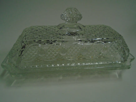 Vintage 1970 Avon Clear Glass Butter Dish- Wave & Criss Cross Pattern | Ozzy's Antiques, Collectibles & More