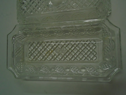 Vintage 1970 Avon Clear Glass Butter Dish- Wave & Criss Cross Pattern | Ozzy's Antiques, Collectibles & More