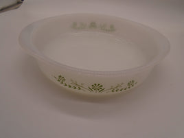 Vintage 1979 Glasbake 8" Round Green Daisy Milk Glass Casserole Baking Dish #J2429 | Ozzy's Antiques, Collectibles & More