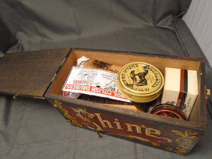 Vintage 1970's Wood & Metal Shoe Shine Box | Ozzy's Antiques, Collectibles & More