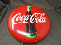 Vintage Metal Coca Cola 12" Diameter Button Sign | Ozzy's Antiques, Collectibles & More