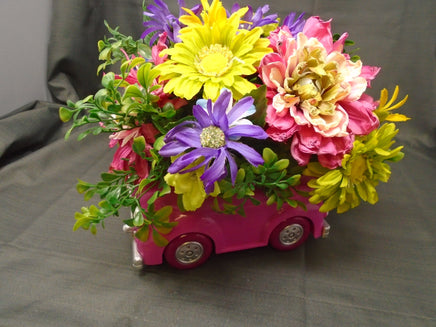 Pink Buggy with Floral Arrangement | Ozzy's Antiques, Collectibles & More