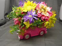 Pink Buggy with Floral Arrangement | Ozzy's Antiques, Collectibles & More
