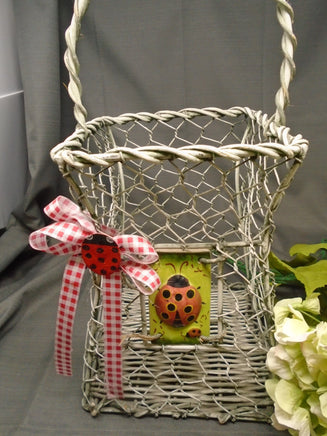 Lady Bug Basket with Florals | Ozzy's Antiques, Collectibles & More