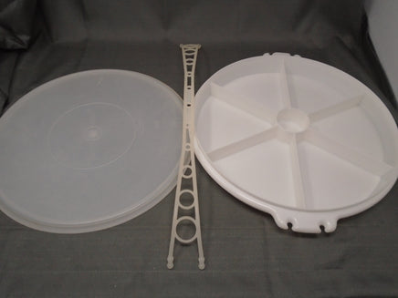 Vintage 80's Tupperware Party Susan Divided Veggie Serving Dish/Tray-3 pc. Set | Ozzy's Antiques, Collectibles & More