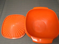 Vintage Tupperware Servalier Bowl W/Push Top Lid-Orange | Ozzy's Antiques, Collectibles & More