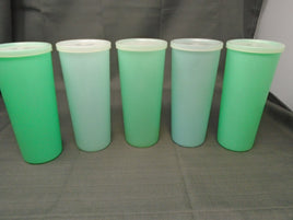 Vintage 50's Tupperware 16 oz Teal/Blue Tumblers W/Lids-Set of 5 | Ozzy's Antiques, Collectibles & More