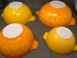 Rare Vintage 1960's Pyrex Daisy Citrus Cinderella Nesting Bowls Set of 4-#441,#442,#443 &#444 | Ozzy's Antiques, Collectibles & More