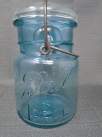 Vintage Aqua Ball Ideal Jar With Clear Lid- Patented July 14,1908-Pint | Ozzy's Antiques, Collectibles & More