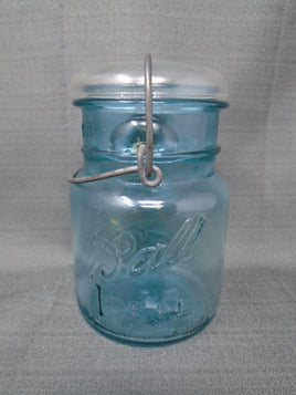 Vintage Aqua Ball Ideal Jar With Clear Lid #9-Pint-Pat. July 14,1908 | Ozzy's Antiques, Collectibles & More