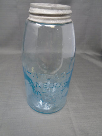Vintage Blue Atlas Strong Mason Jar With Zinc Lid Pat. Nov 30, 1853 | Ozzy's Antiques, Collectibles & More