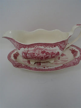 Old Britian Castles Pink Gravy Boat - Johnson Brothers England | Ozzy's Antiques, Collectibles & More