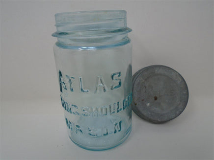 Vintage Atlas Light Blue Pint Strong Shoulder Mason Jar | Ozzy's Antiques, Collectibles & More