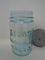 Vintage Atlas Light Blue Pint Strong Shoulder Mason Jar | Ozzy's Antiques, Collectibles & More