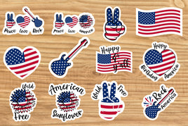 Patriotic Sticker Sheet-12 Stickers | Ozzy's Antiques, Collectibles & More