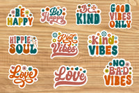 Retro Hippie Sticker Sheet-15 Stickers | Ozzy's Antiques, Collectibles & More