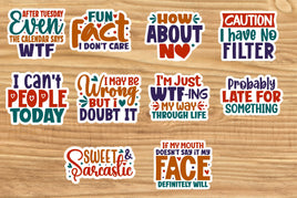 Sarcastic Sticker Sheet -10 Stickers | Ozzy's Antiques, Collectibles & More