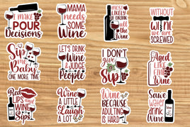 Wine Sticker Sheet-12 Stickers | Ozzy's Antiques, Collectibles & More