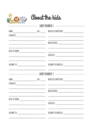 Babysitter Planner | Ozzy's Antiques, Collectibles & More
