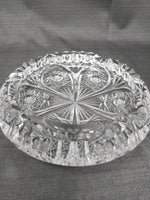 Vintage 6" round brilliant crystal clear american cut ashtray