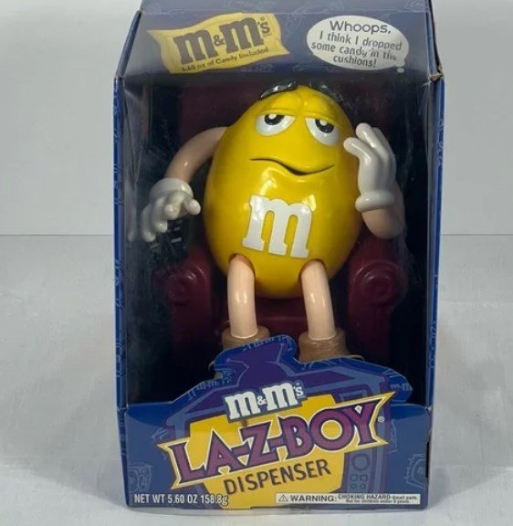 New Vintage M&m's Yellow LA-Z-BOY Dispenser New in Box 